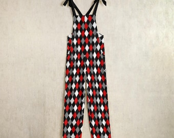 Pantalones de disfraz de bufón arlequín oscuro: Mono gótico payaso espeluznante