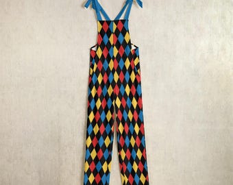 Pantalones de disfraz de payaso arlequín: Mono de bufón retro