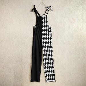 Clown Costume Jumpsuit: Black And White Harlequin Clowncore Split Leg Pants