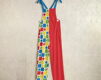Clownkostuumjumpsuit: retro Clowncore-broek met kleurvlakken