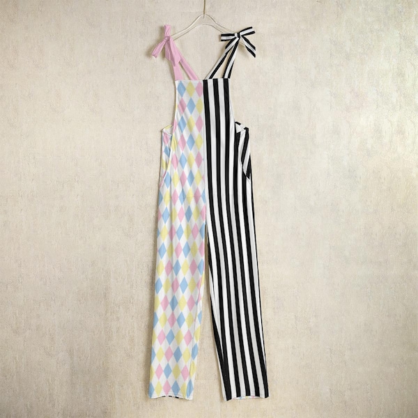 Pastel Clown Jumpsuit, Harlequin Goth Overalls, Circus Costume Clothing