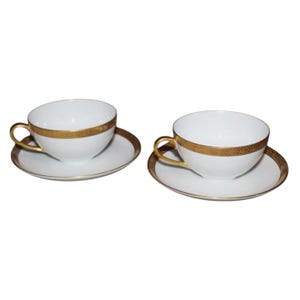 Hutschenreuther Selb Royal Bavaria Gold Rim Tea Cup & Saucer Set Of 2