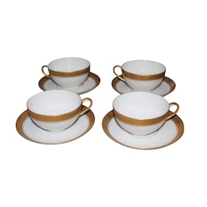 Hutschenreuther Selb Royal Bavaria Gold Rim Tea Cup & Saucer Set Of 4