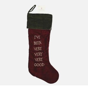 Pottery Barn Stocking Naughty Nice Reversible Holiday Christmas Stocking 24&quot;
