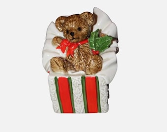 Otagiri Music Box Musical Holiday Teddy Bear We Wish You A Merry Christmas