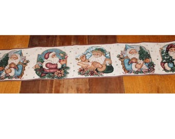 Father Christmas Woven Tapestry Table Runner Santa Holiday Table Decor 72x12 inches
