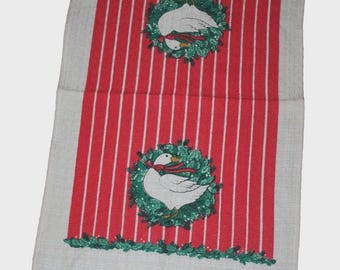 Country Kitchen 90's Holiday Goose Hand Towel Home Spun Hearth Cottage Core