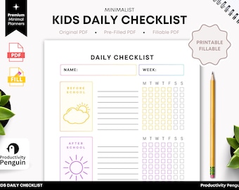 Kids checklist, printable childrens task list, PDF kids task list, kids to do list, junior checklist, childrens chore chart, kids task list