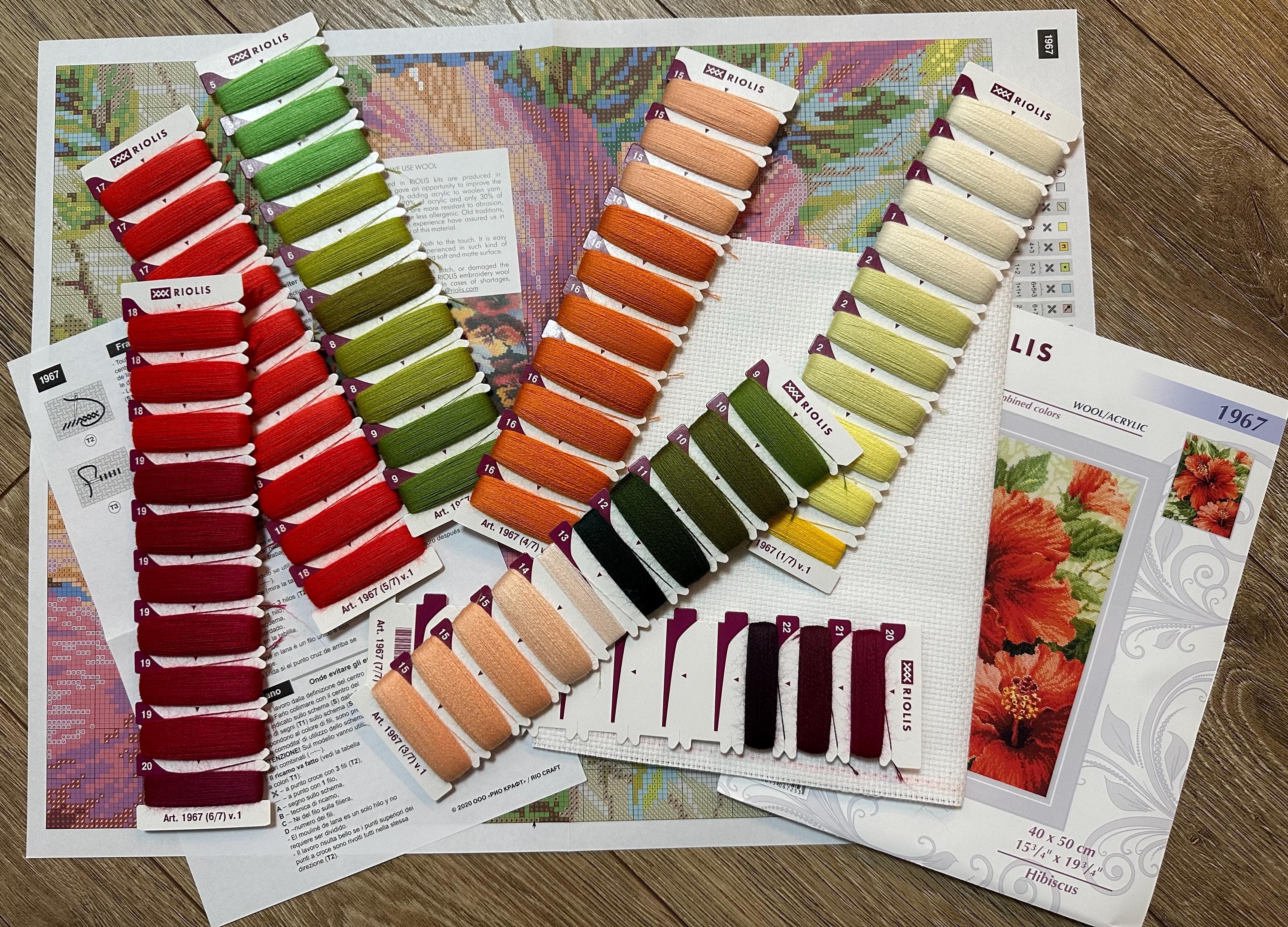 Kit Point De Croix Riolis Hibiscus 40x50cm - Modèle Comptage Aida 10-11ct