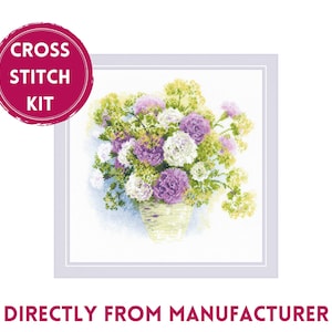 RIOLIS Counted Cross Stitch Kit 1846 Watercolor Carnations, Embroidery Kit with a Gorgeous Bouquet of Pastel Carnations, Flower Themed Art