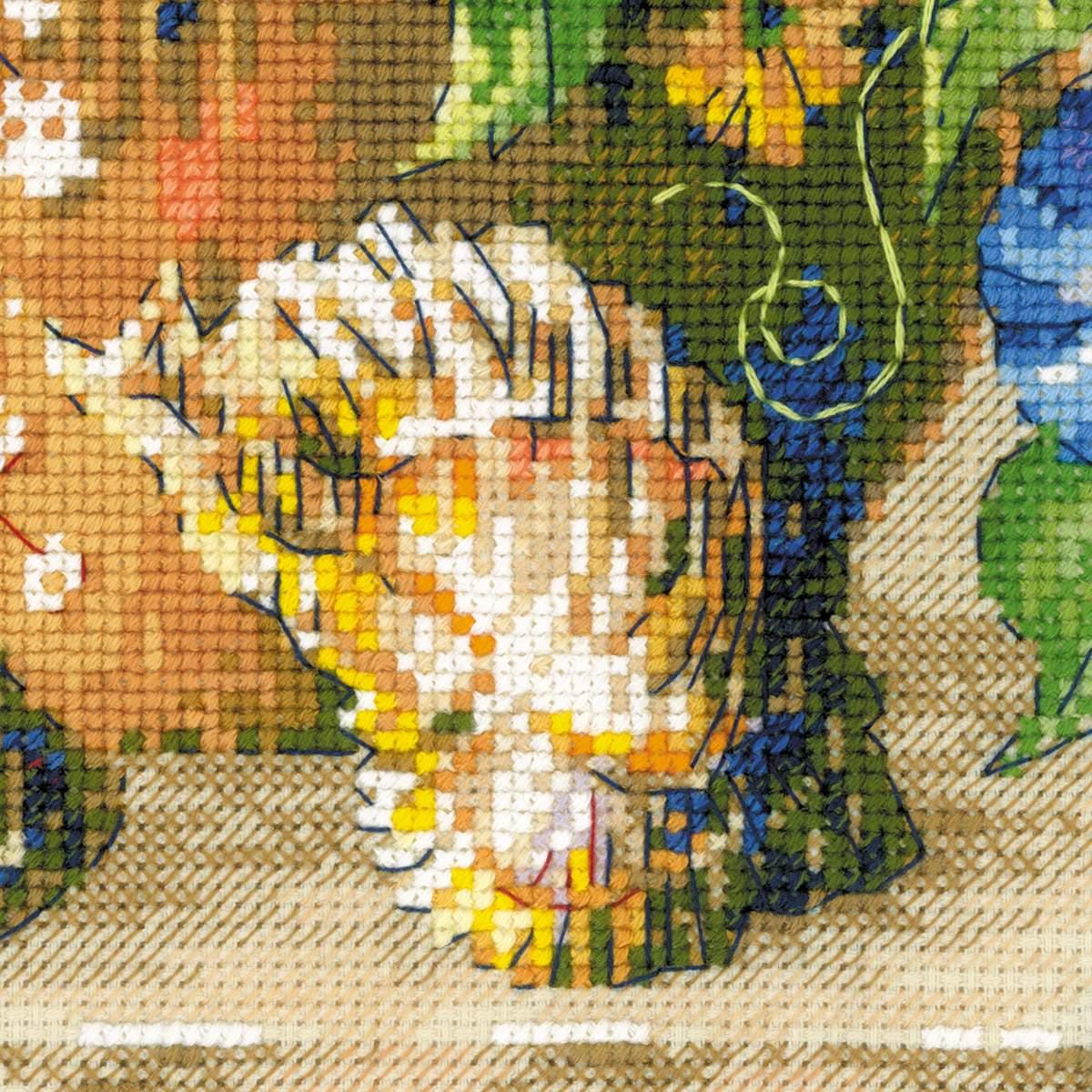 Riolis Kreuzstich-Set 'Flämischer Sommer' – Mit Garn, Aida-Stoff, Nadel, 40x50 Cm