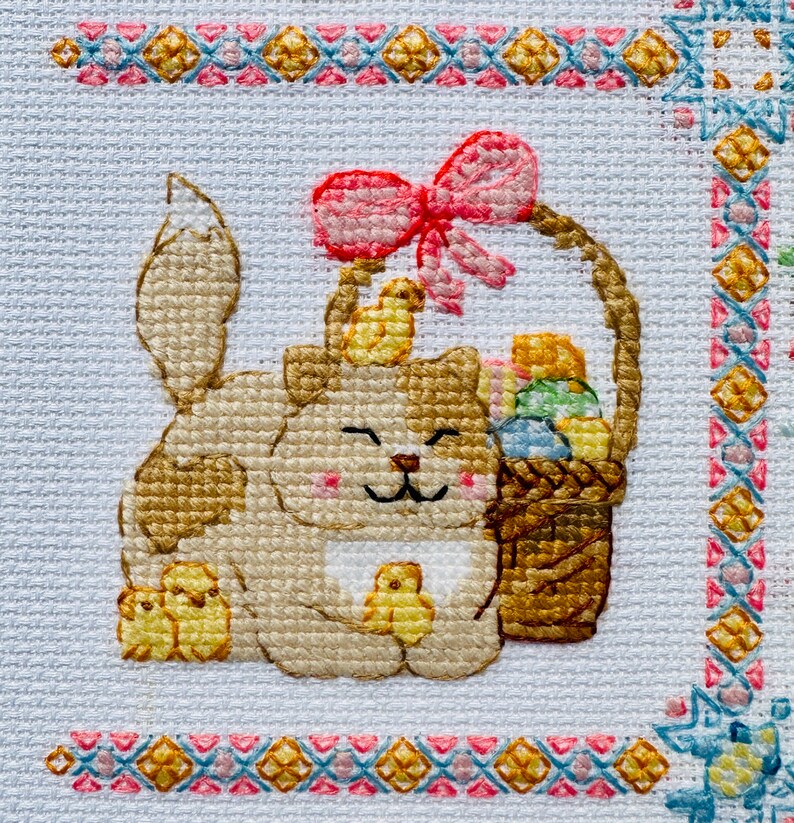 The RIOLIS cross stitch kit Cat Calendar features a charming calendar design with cats, using 29 colors of wool/acrylic threads. The kit includes a needle, Zweigart 14ct white AIDA fabric, and a color chart. The finished size is 30x40 cm.