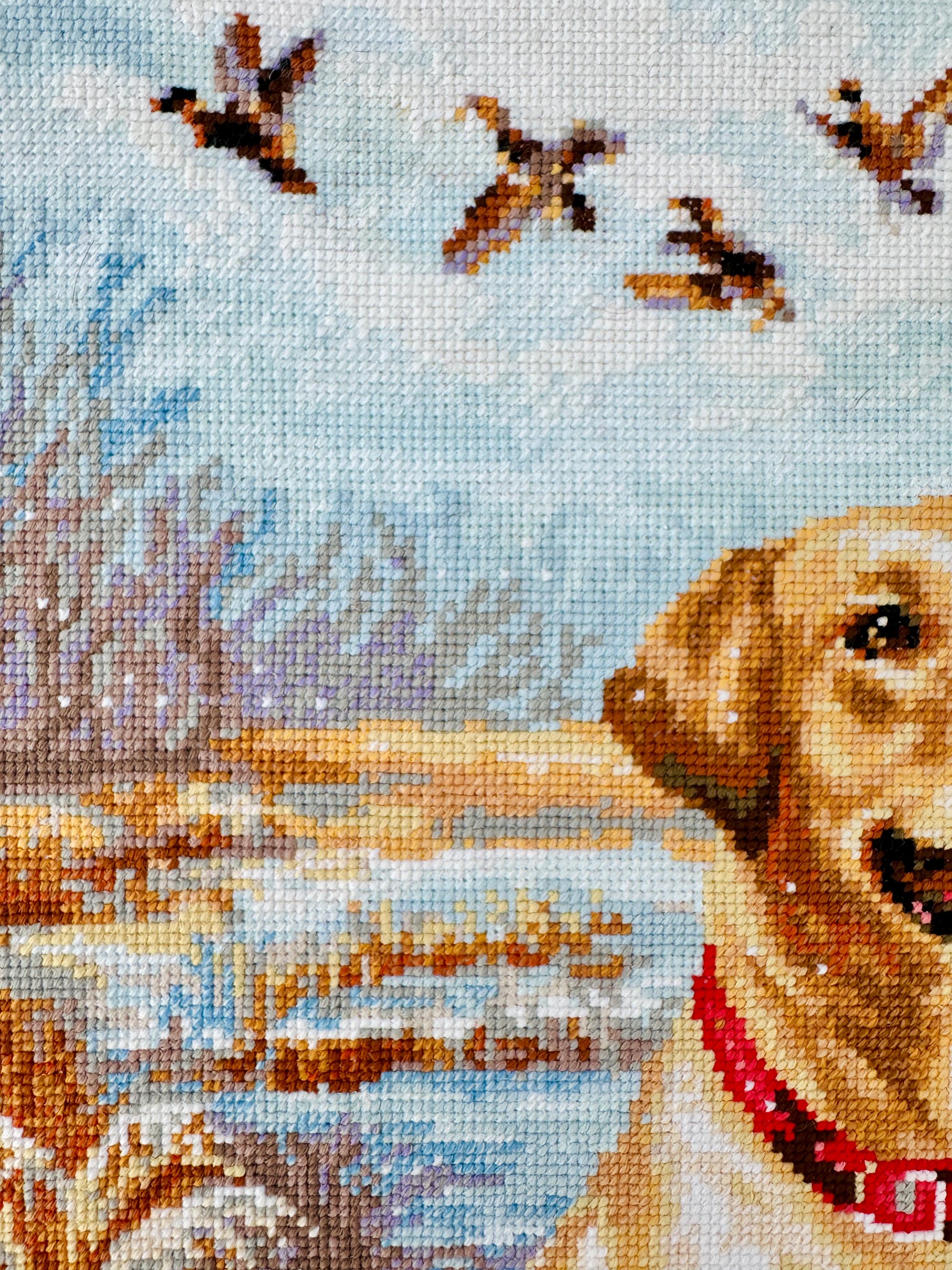 ラブラドール　クロスステッチ　完成品　刺繍　ハンドメイド　景色 楽天市場】刺繍 キット COSMO（ルシアン） Dog & Flower トイプードル