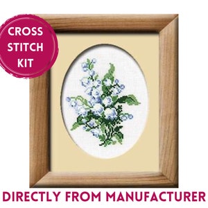 RIOLIS Cross Stitch Kit 241 Lily of the Valley. Beautiful Strain of White Lily about to Bloom with Green Leaves, a Gift for Her.