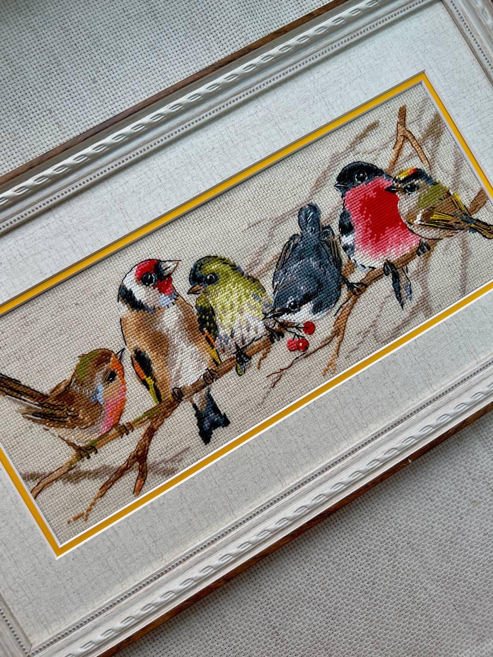 Kit Point De Croix RIOLIS Oiseaux Sur Branche - 34,4x15,2cm Avec Laine/Acrylique