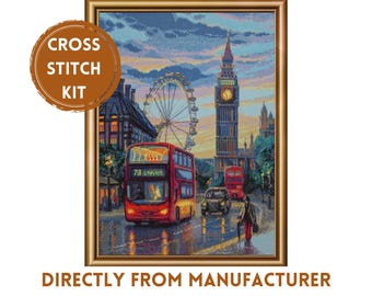 Borduurpakket Londen, Aine A1014 Big Ben Rainy City geteld borduurwerk, reiscadeau