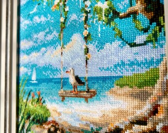 Kit point de croix Riolis "Happily together", compté, DIY, 18x18cm