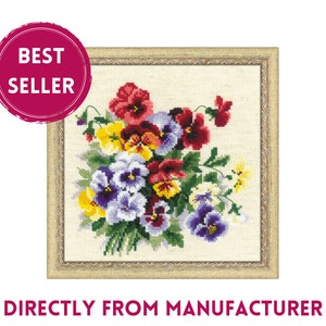 Riolis Kreuzstich-Set „Bouquet With Sweet Peas“ – Komplettset Mit Garn & Stoff | 15 X 18 Cm Fertige Größe