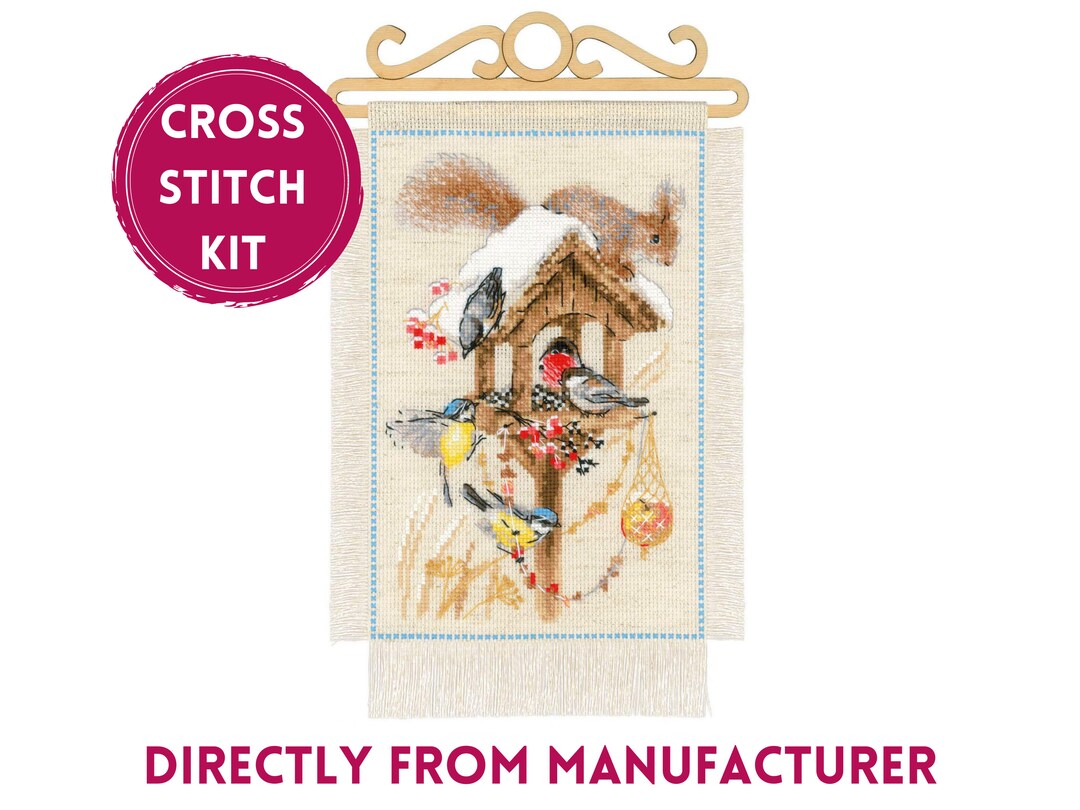 Kit de Ponto Cruz Contado RIOLIS com Cabide de Madeira 1751