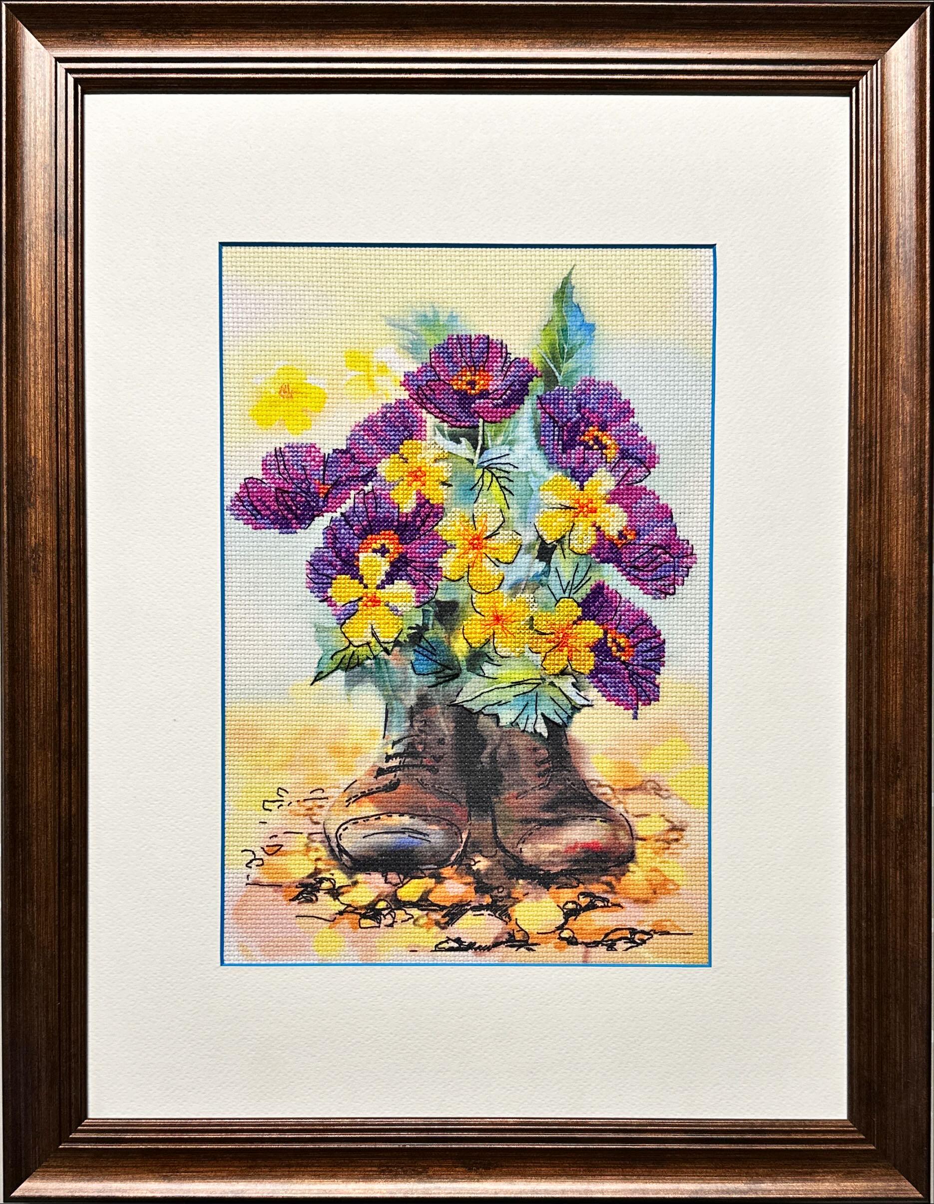 RIOLIS 完成品 - 刺繍とプロ仕様の額装済み写真!!! モデル 0069 PT