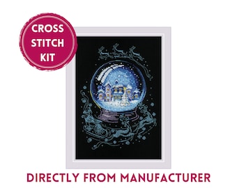 RIOLIS Counted Cross Stitch Kit 2151 Winter Fairy Tale, Embroidery Kit with a Winter Snow Globe, Winter Themed Cross Stitch Art
