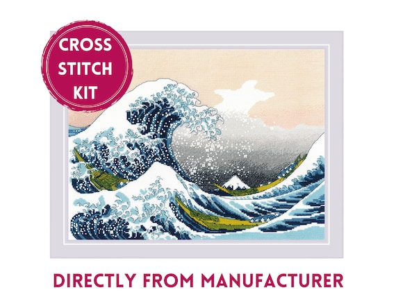 Hokusai Cross Stitch Kit, RIOLIS 2186 Great Wave Counted Embroidery, Japanese Fine Art