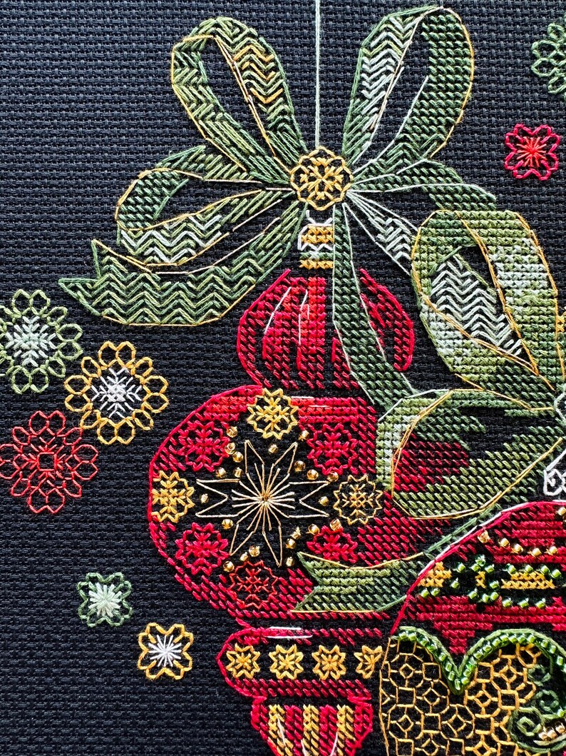 RIOLIS Counted Cross Stitch Kit 2226 Holiday Ornaments, Blackwork Kit