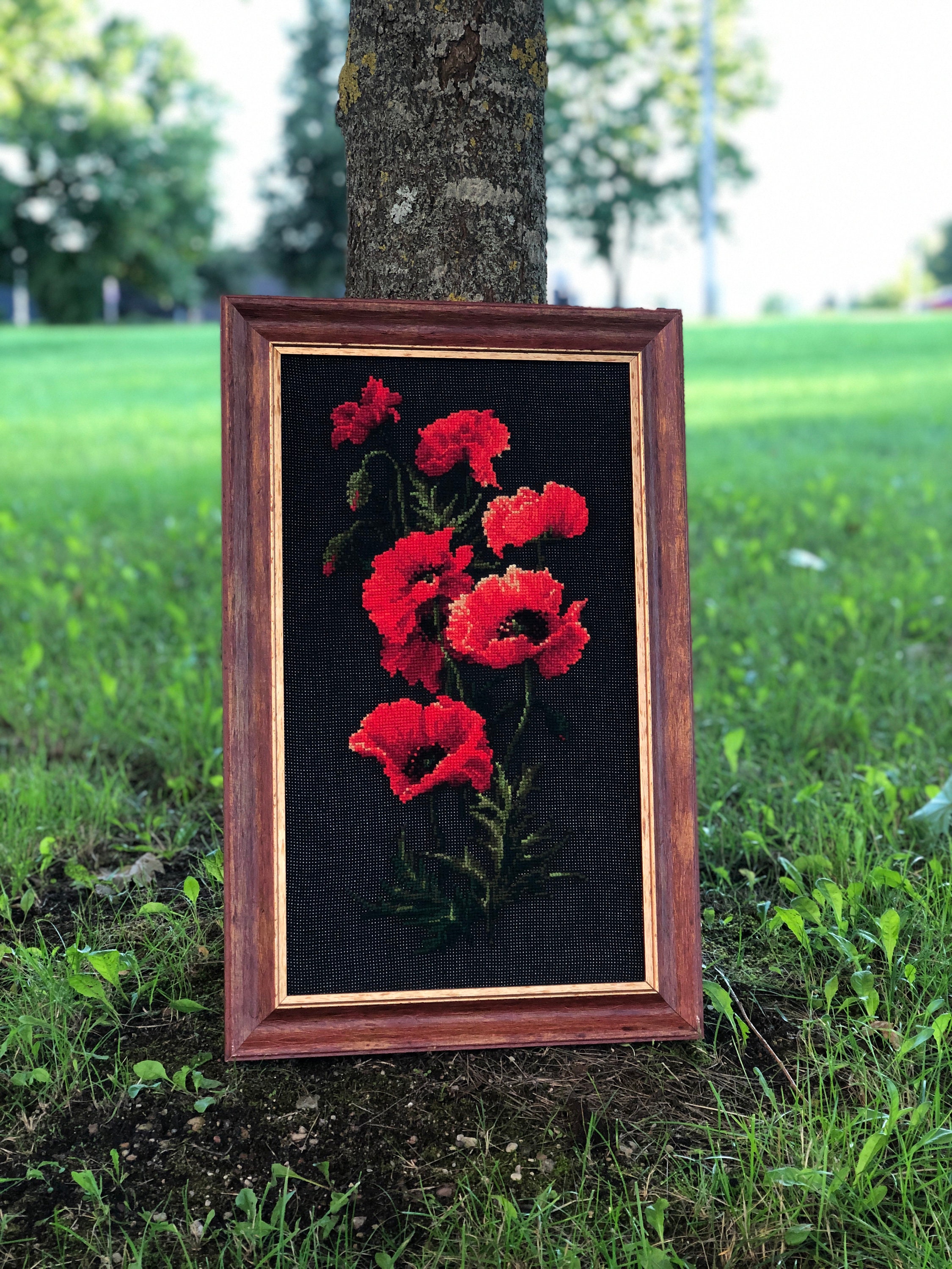 Riolis Kreuzstich-Set „Scharlachrote Mohnblumen“ – Komplettset Mit Garn, Stoff & Anleitung