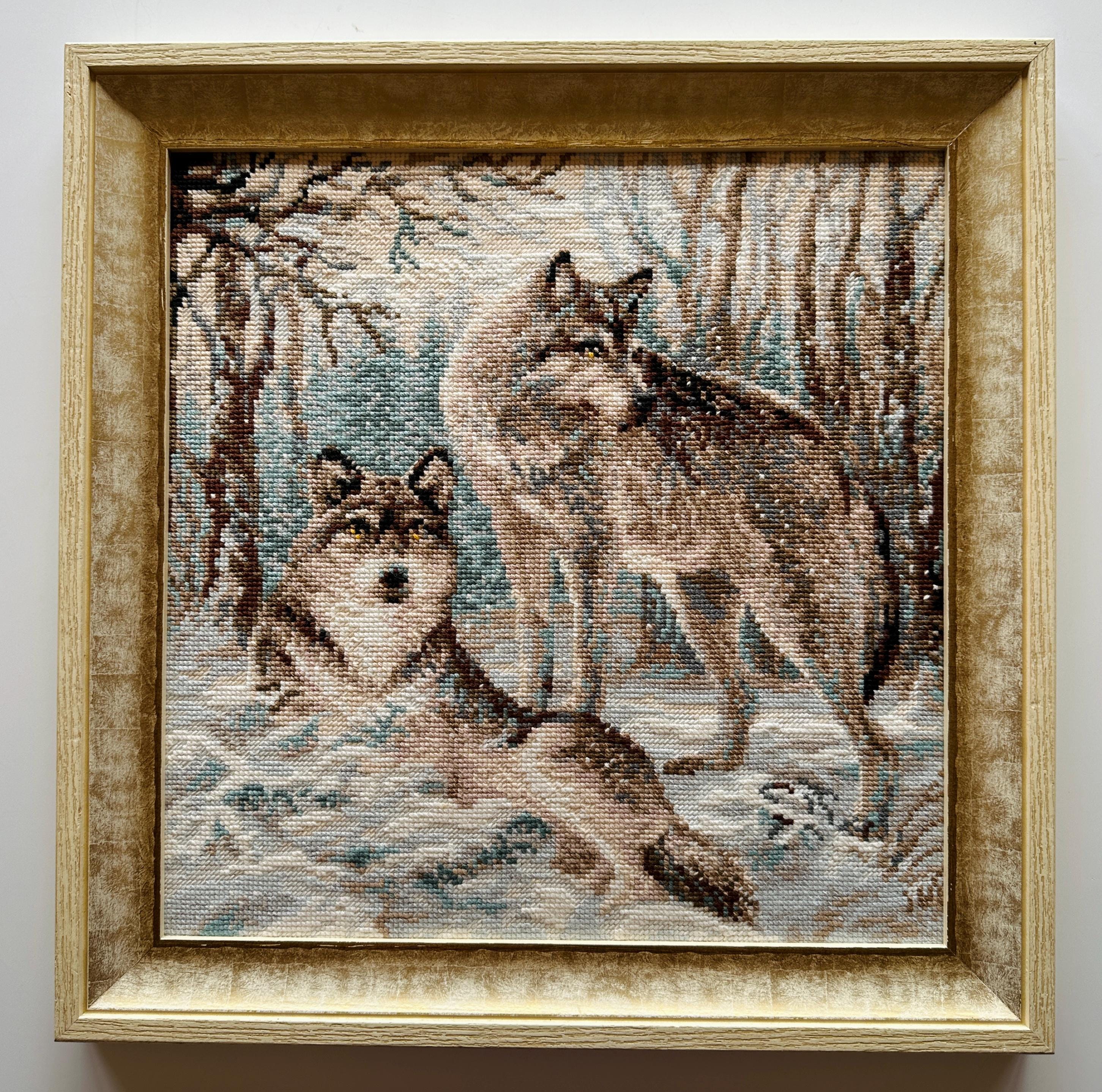 Riolis Kreuzstich-Set Wolfspaar – 40x40 Cm, Mit Wolle, Stoff Und Anleitung