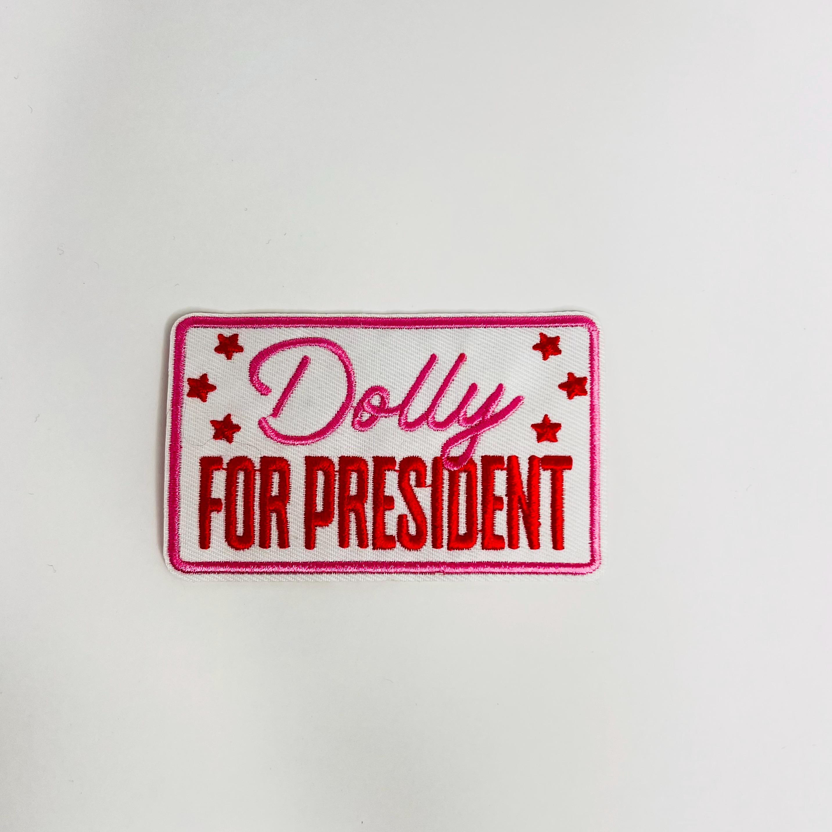 Retro Vintage Style 80s Country Dolly For President Embroidered Patch Curve Bill Dolly For President Patch | Embroidered Iron-On Patch  main image 4