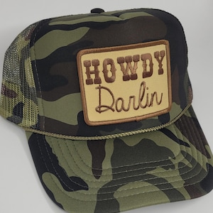 Camo Print Howdy Darlin Western Inspired Trucker Hat