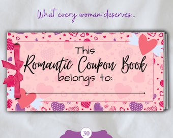 Romantic Love Coupons for Her, Best Valentine's Day Gift, Anniversary, Birthday, Mother's Day Gift for her, DIY Coupon Book Digital Download
