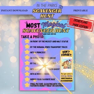 Magical Scavenger Hunt for Family Disneyland Vacation Photo Scavenger Treasure Hunt for Kids and Adults