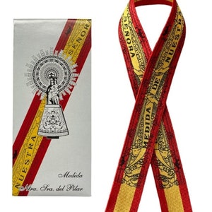 Bracelet Virgen del Pilar, Mesure Virgen del Pilar, Ruban Virgen del Pilar, Ruban Virgen del Pilar Drapeau Espagne, Bracelet espagnol, Soie