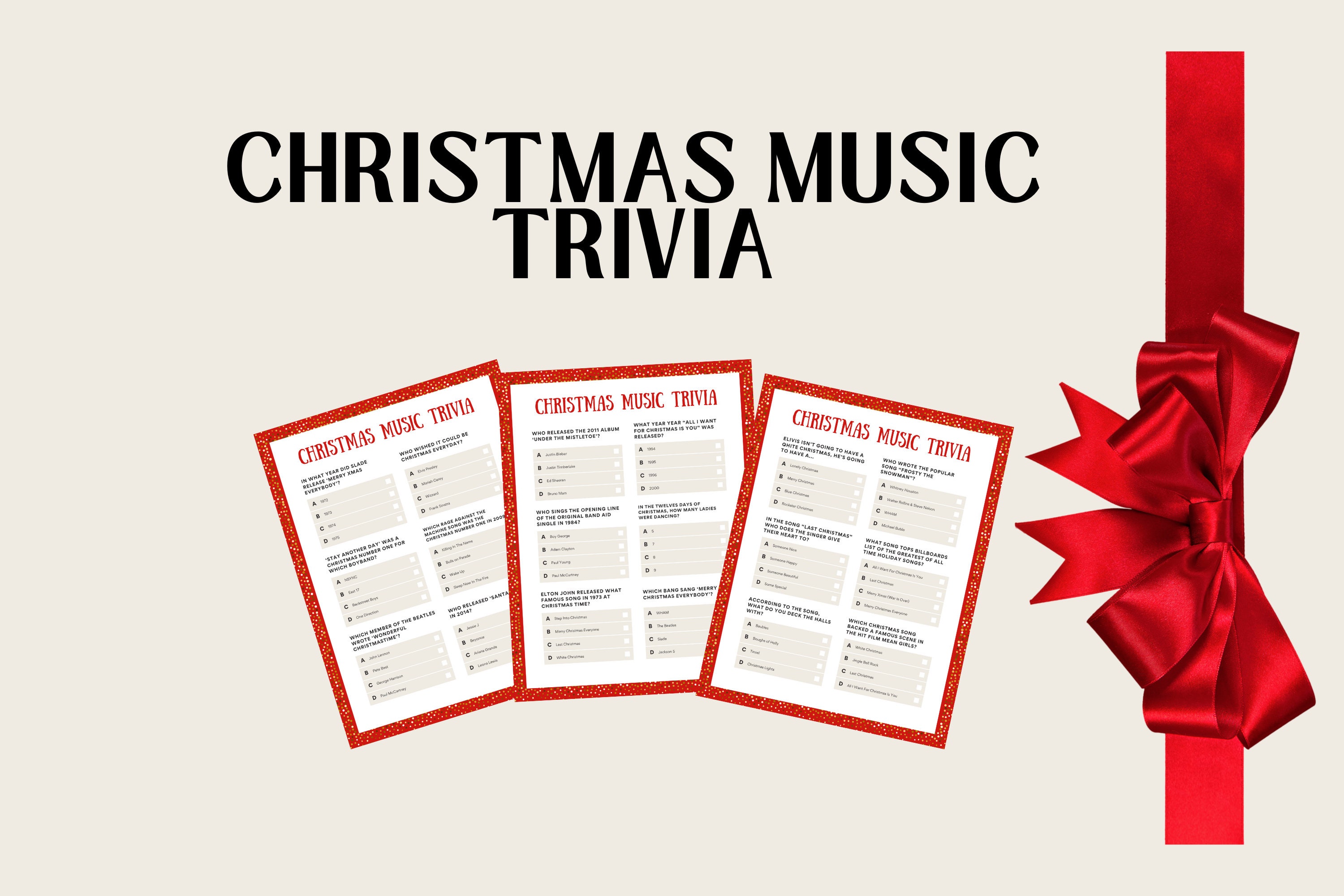 Christmas Music Trivia Printable | Christmas Quiz | Holiday Trivia ...