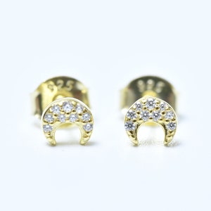 Orecchini a forma di luna, gioielli a forma di luna, orecchini a mezzaluna, orecchini a cerchio chiuso, argento 925, placcati in oro, orecchini minimalisti, orecchini per cartilagine, orecchini per bambini.