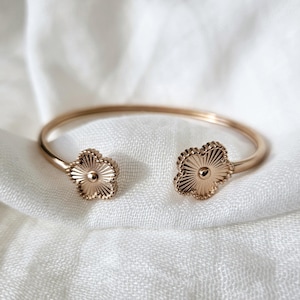 Bracelet jonc trèfle en or 18 carats : bijoux porte-bonheur en acier inoxydable