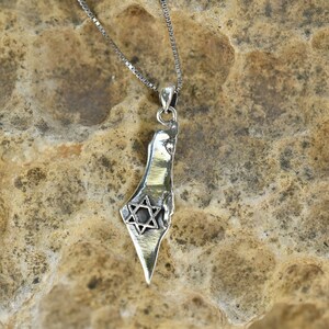 Israel map necklace,Star of David combination,Jewish symbol,925 sterling silver,Israeli jewelry,Jewish jewelry,Judaica jewelry.