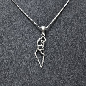 Israel map necklace,Star of David combination,Jewish symbol,925 sterling silver,Israeli jewelry,Jewish jewelry,Judaica jewelry.