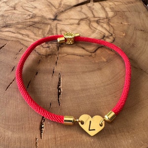 Pulsera de letra roja para mujer, pulsera de letra L, pulsera de hilo rojo, pulsera de amor, oro, joyería de protección, Cábala, pulsera de la suerte, amuleto rojo.