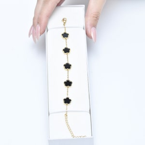 Clover bracelet, quality clover bracelet,18K gold, clover bracelet,black/white, five leaf clover bracelet,gift for her,gift for woman.