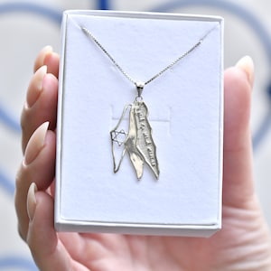 Sterling Silver Land of Israel Map Necklace: Star of David Judaica Jewelry
