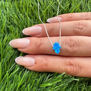 Opal Hamsa Necklace: Sterling Silver Hand of Fatima Pendant