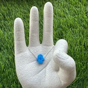 Opal Hamsa Necklace: Sterling Silver Hand of Fatima Pendant