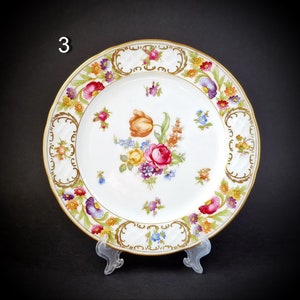 Mid Century Schumann Floral Plate - &quot;Empress Dresden Flowers&quot; Pattern - Dessert Plates (19,5 cm dia) - Embossed Rim - Made in Germany - Top