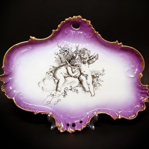 1909-1929 Hand Painted Porcelain Plaque - Antique Piece of Art - Made in German - Moschendorf - Collectible China - Cabinet Plate - Top
