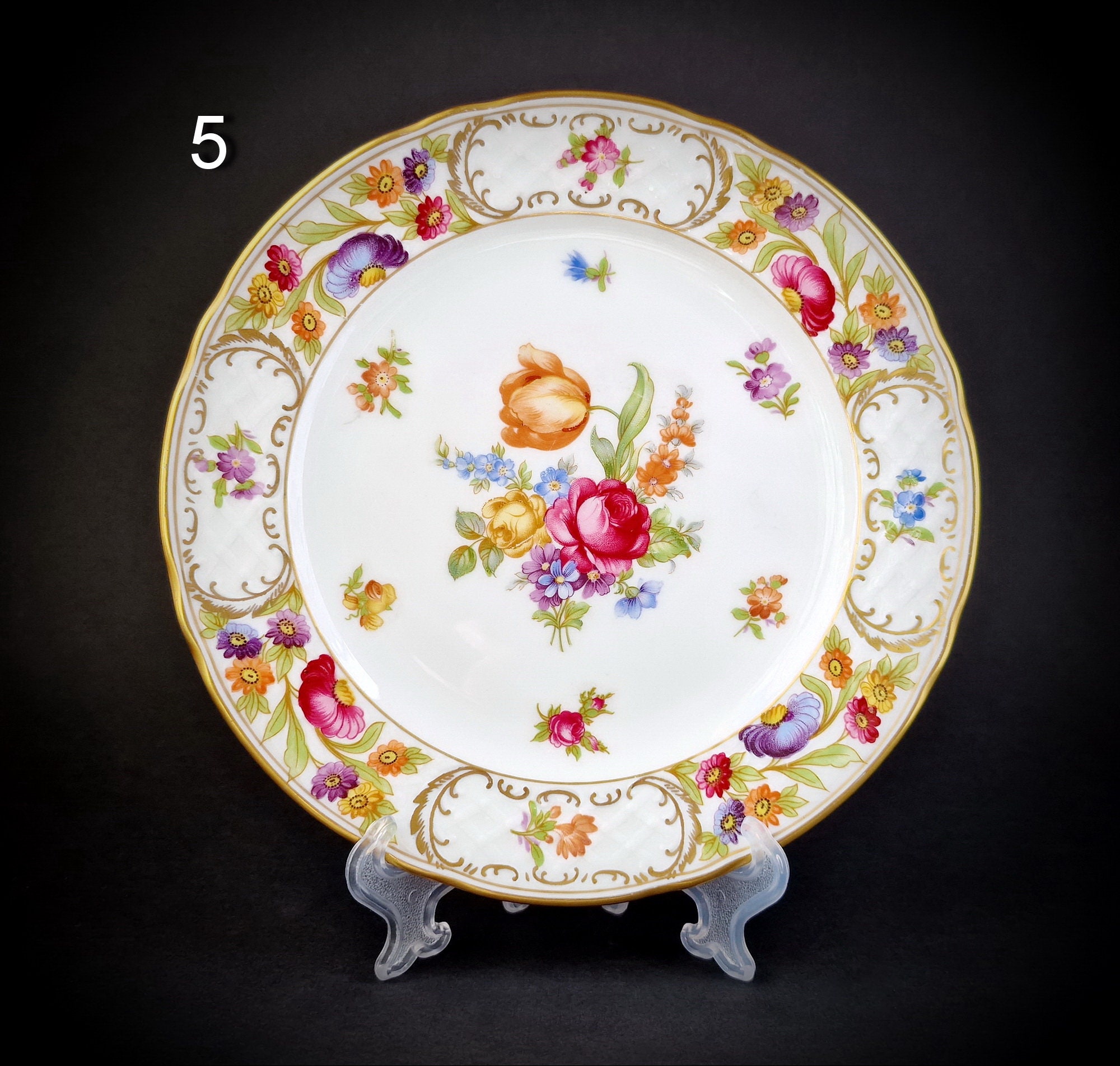 ドレスデンフラワー シューマンババリア プレート　6枚セット！　ケーキ皿 ドレスデンフラワー シューマンババリア プレート 6枚セット！ ケーキ