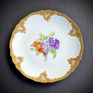 Rare Adorable Furstenberg Porcelain Plate #2 - Hand Painted Floral China - Made in Germany - Collectible Vintage Porcelain - Top - 15 cm