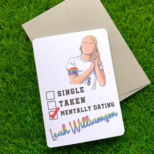 Carte de voeux A6 | Rencontres mentales avec Leah Williamson | Carte de partenaire femme mari | Football féminin | Super League féminine | Footballeuses
