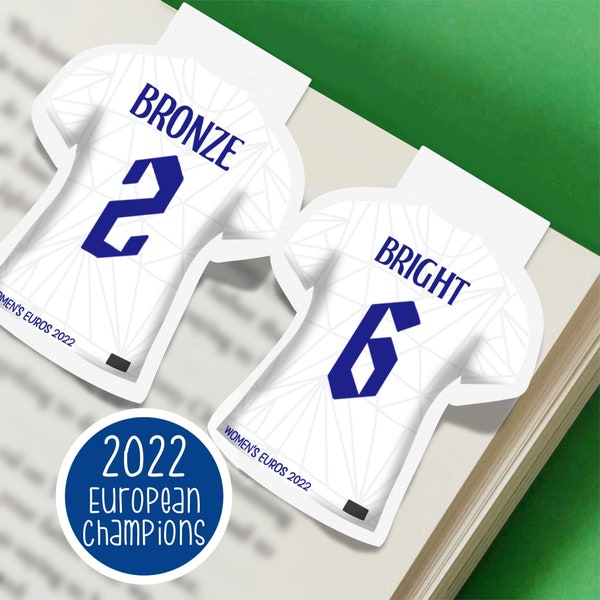 England Women's 2022 Euro Championships Shirts Inspired Magnetic Bookmark | Book gift | Bronze Russo Bright Daly Scott White Hemp Williamson